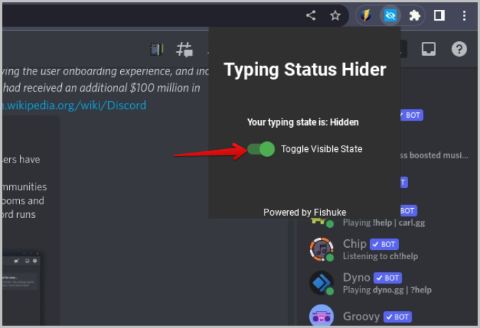 Enabling Typing Status Hider