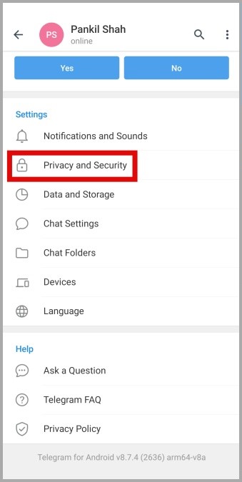Privacy and Security in Telegram for Android