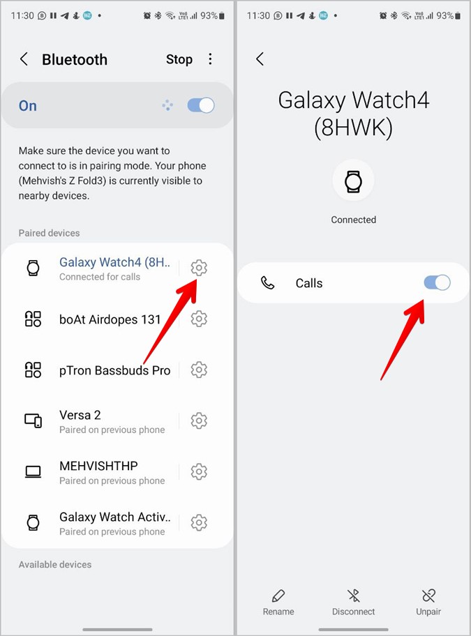 Samsung Galaxy Watch Disable Calls