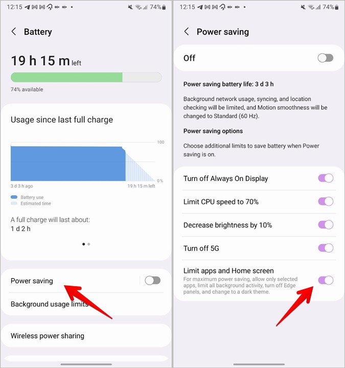 Samsung Phone Battery Power Saving