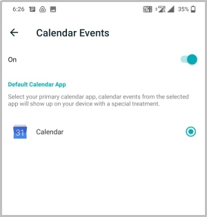 Setting up default calendar app for Fitbit calendar notifications.