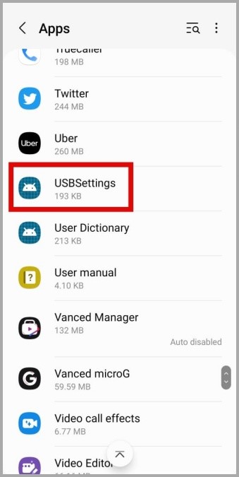 USBSettings on Samsung Phone