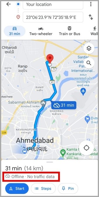 Usar Google Maps sin conexión