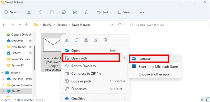 open msg file with outlook on windows
