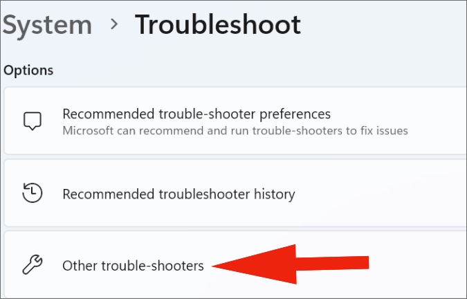 open other troubleshooters in windows settings