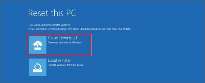 Windows advanced settings cloud download windows os