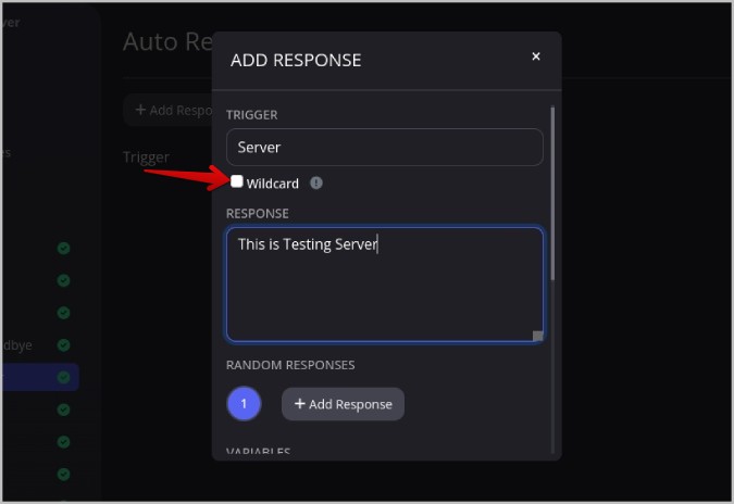 Wildcard option in Auto Responder Discord