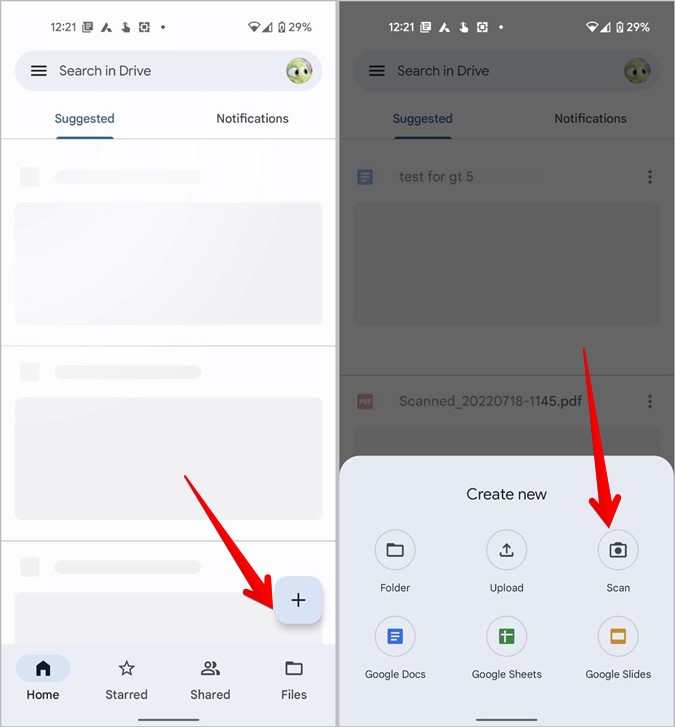google drive scan feature on android