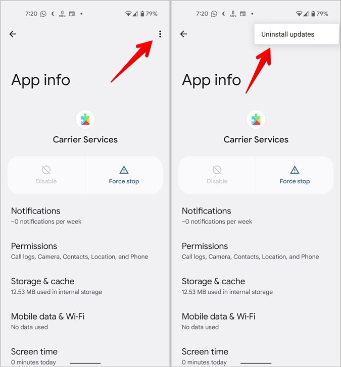 Android Settings Apps Uninstall Updates
