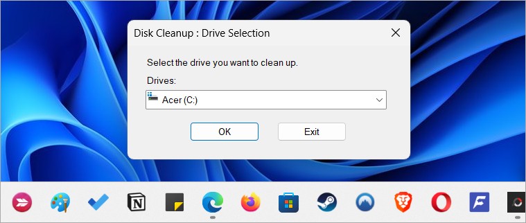 disk cleanup drive selection windows 11