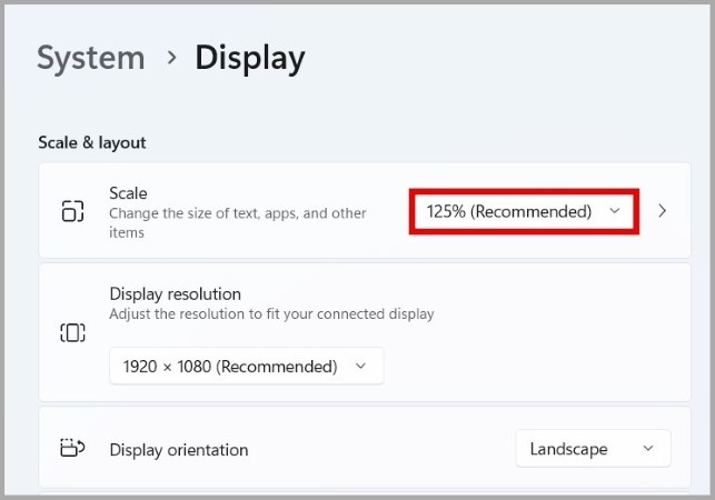 Change Display Scale on Windows 11