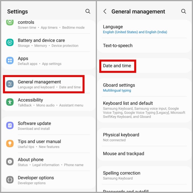 Date and Time Settings on Android