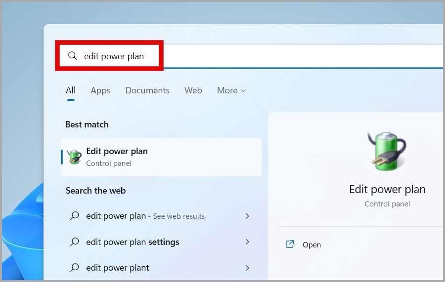 Edit Power Plan on Windows 11