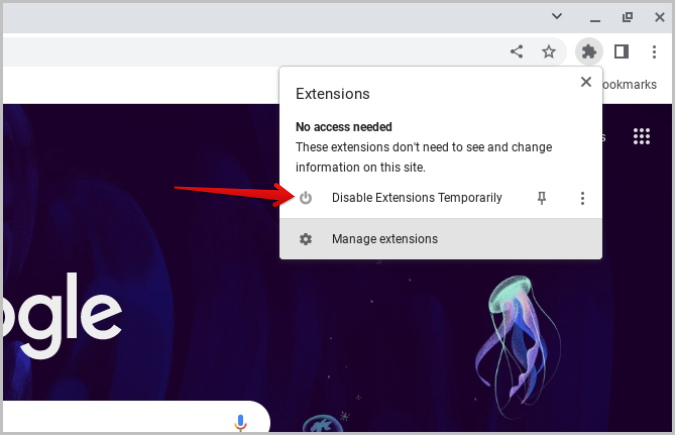 Enabling all disabled Chrome extensions. 