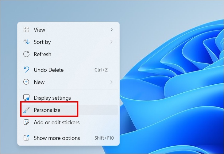 windows desktop personalize settings