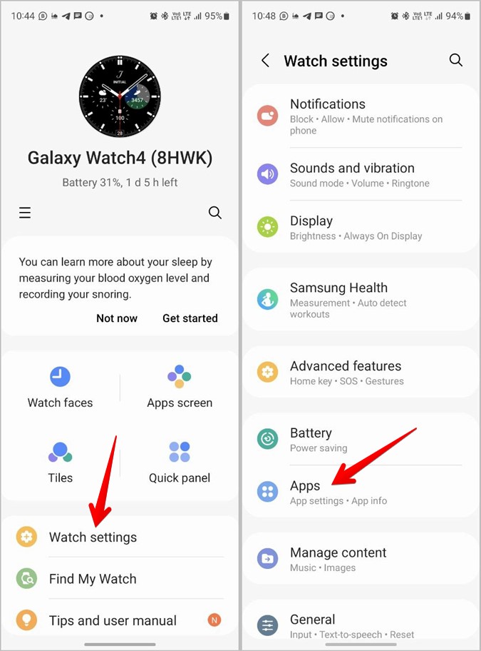Galaxy Watch App Settings