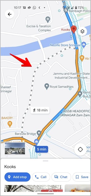 Path Shown by Small Circles icon meaning in google maps
