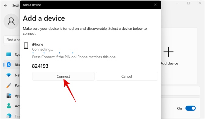 allowing iphone to pair with windows 11 