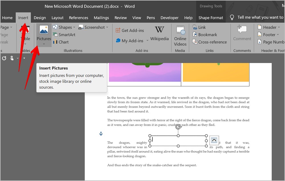 Microsoft Word Text Box Insert Image