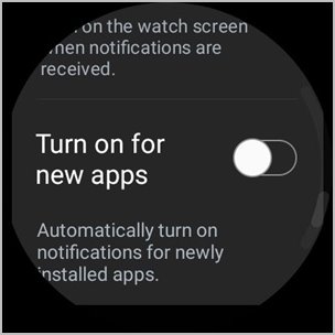 Samsung Galaxy Watch Settings Notifications Turn on New Apps
