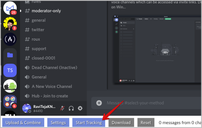Start tracking on Discord to export 