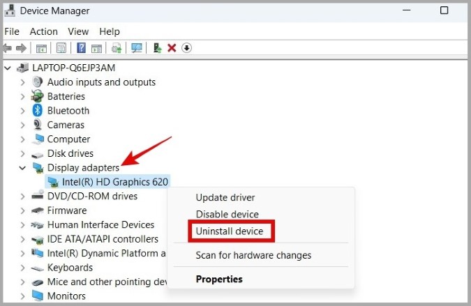Uninstall Display Drivers on Windows 11