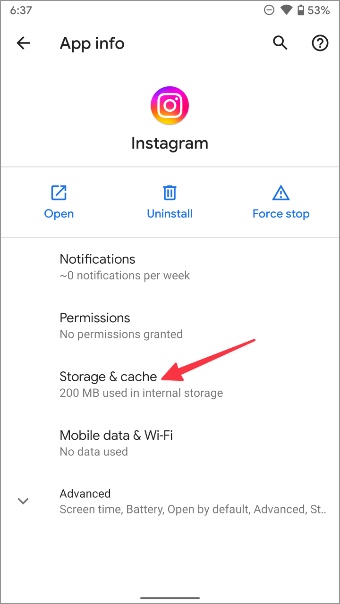 instagram storage menu