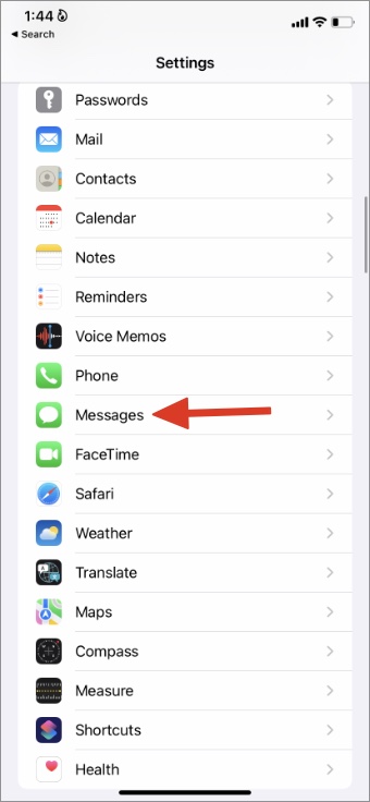open messages menu on iphone