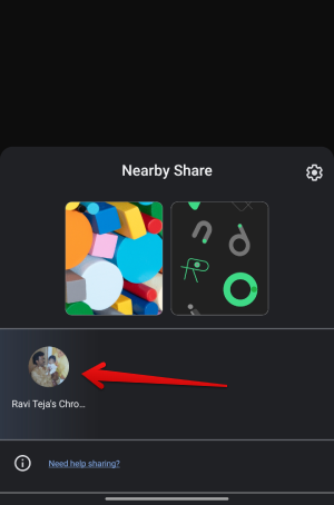 Sharing photos from Android to Chromebook through Nearby Share