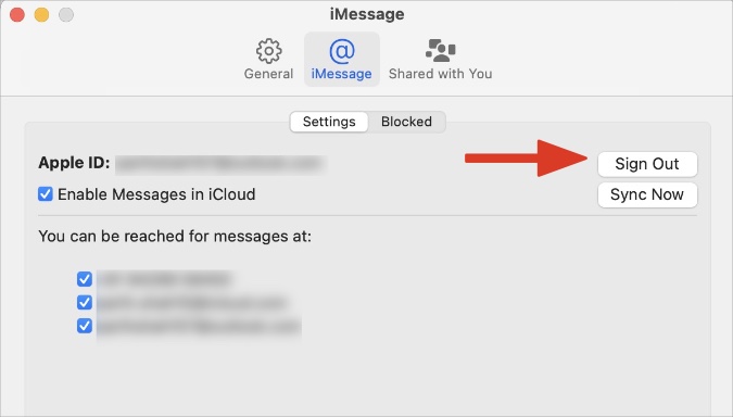 sign out from imessage account on macOS