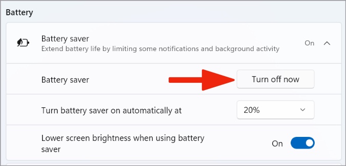 turn off battery power