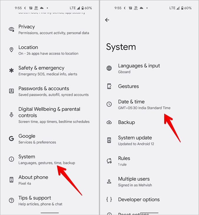 Android Date and Time Settings