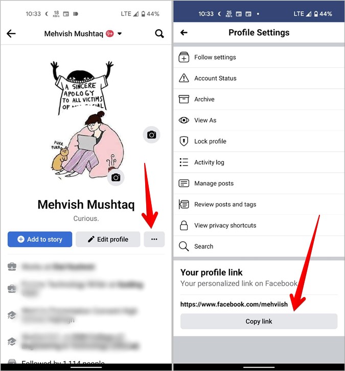 Facebook Link for Profile Mobile Copy
