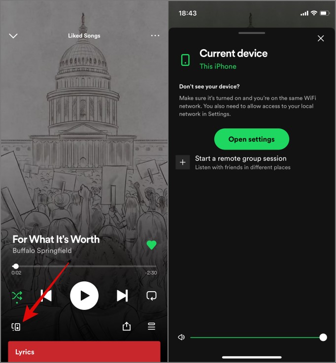 screen with remote icon means spotify connect