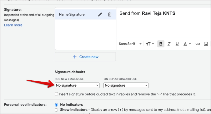 Setting Hey sitting there default signature on Gmail
