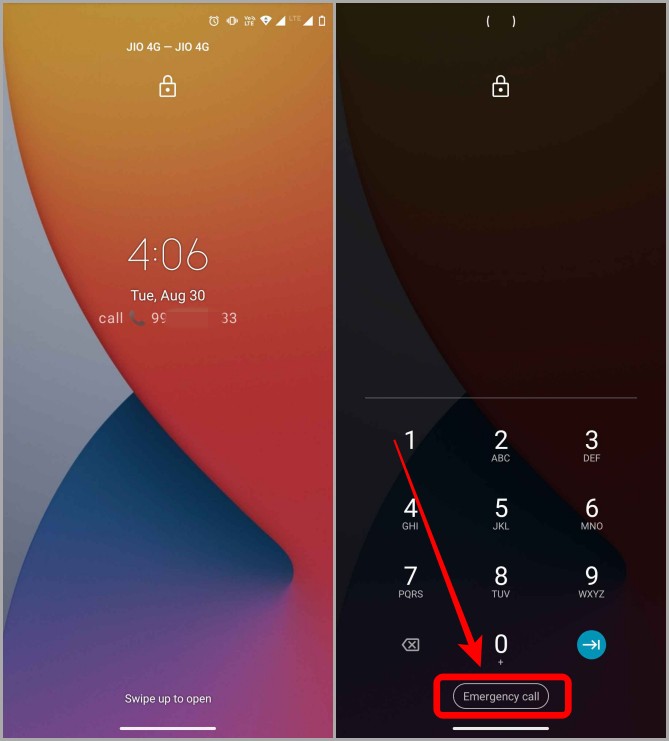 Using Emergency call on Android lock screen