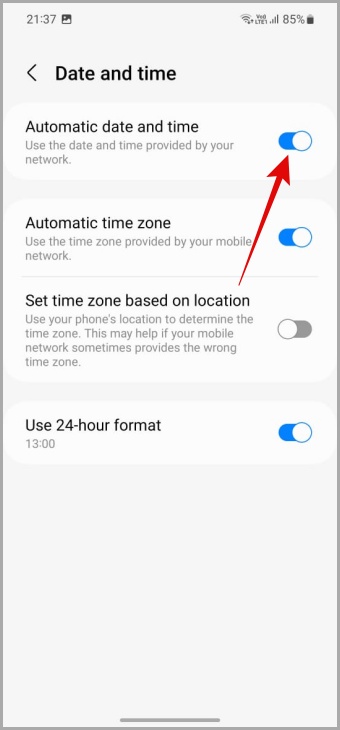 Fecha y hora automáticas en Android