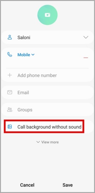 Fondo de llamada para contacto en teléfono Samsung Galaxy
