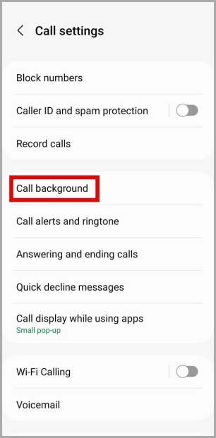 Fondo de llamada en teléfono Samsung
