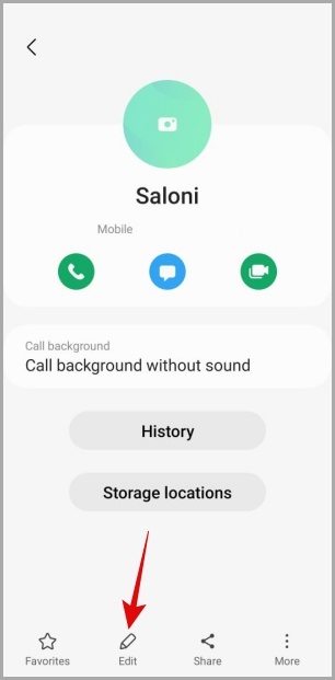 Contacto en el teléfono Samsung Galaxy