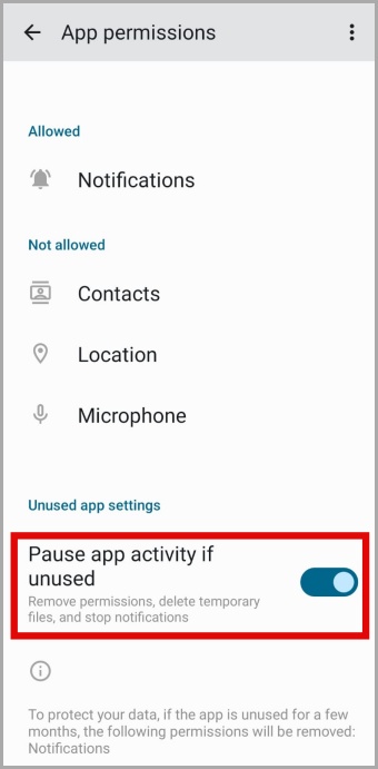 Deshabilite la actividad de la aplicación de pausa para Google Keep en Android