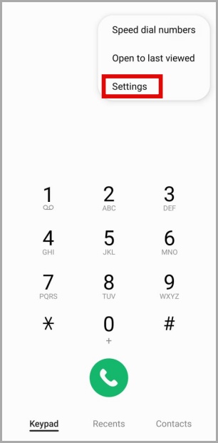 Configuración de la aplicación del teléfono Samsung