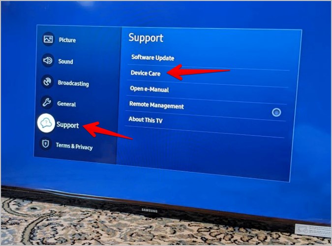 Samsung Smart TV Device Care