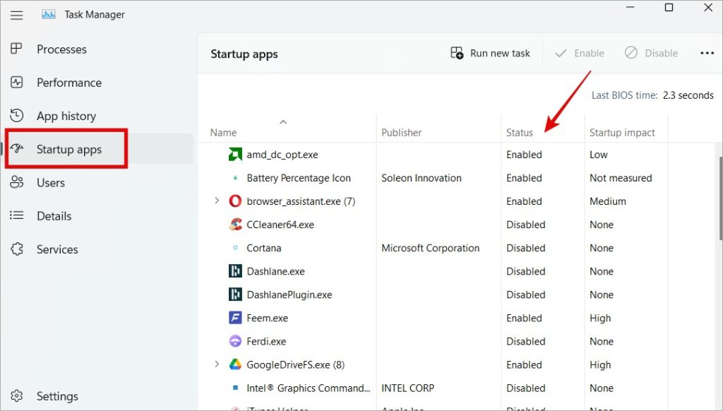 startup apps in task manager in windows 11