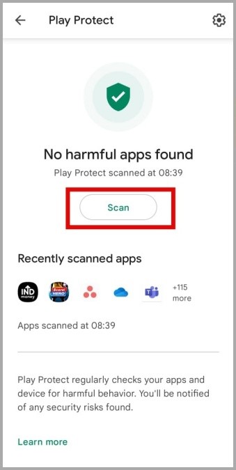 Escanea tu teléfono Samsung con Google Play Protect