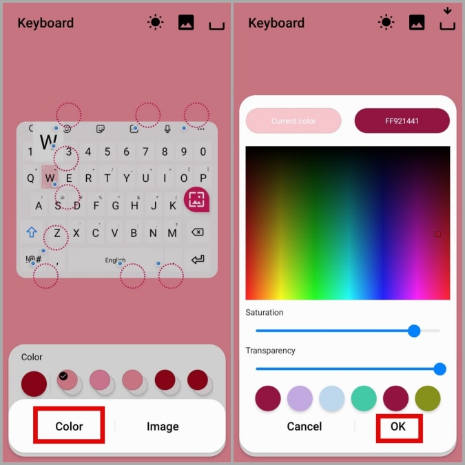 Cambiar el color del teclado Samsung en el teléfono Galaxy