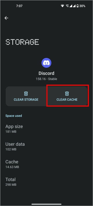 clear discord cache on android