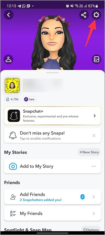 Paramètres pour Snapchat sur Android