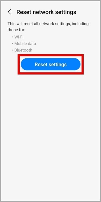 Réinitialiser le menu des paramètres réseau sur Android