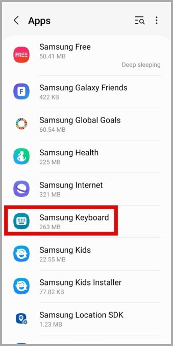 Teclado Samsung en el teléfono Galaxy